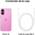 APPLE IPHONE 16 256GB PINK, Rosa, Móvil iOS, 256 GB, 8 GB RAM, 6,1 " Super Retina XDR, Ceramic Shield, Recubrimiento oleofóbico, Anti-huellas, Apple, A18 - Imagen 3
